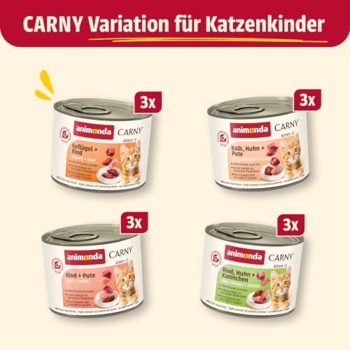 Detalle de animonda Carny Kitten Nassfutter Variation für Katzenkinder (12 x 200 g) – grain-free, ausgewogene Proteine