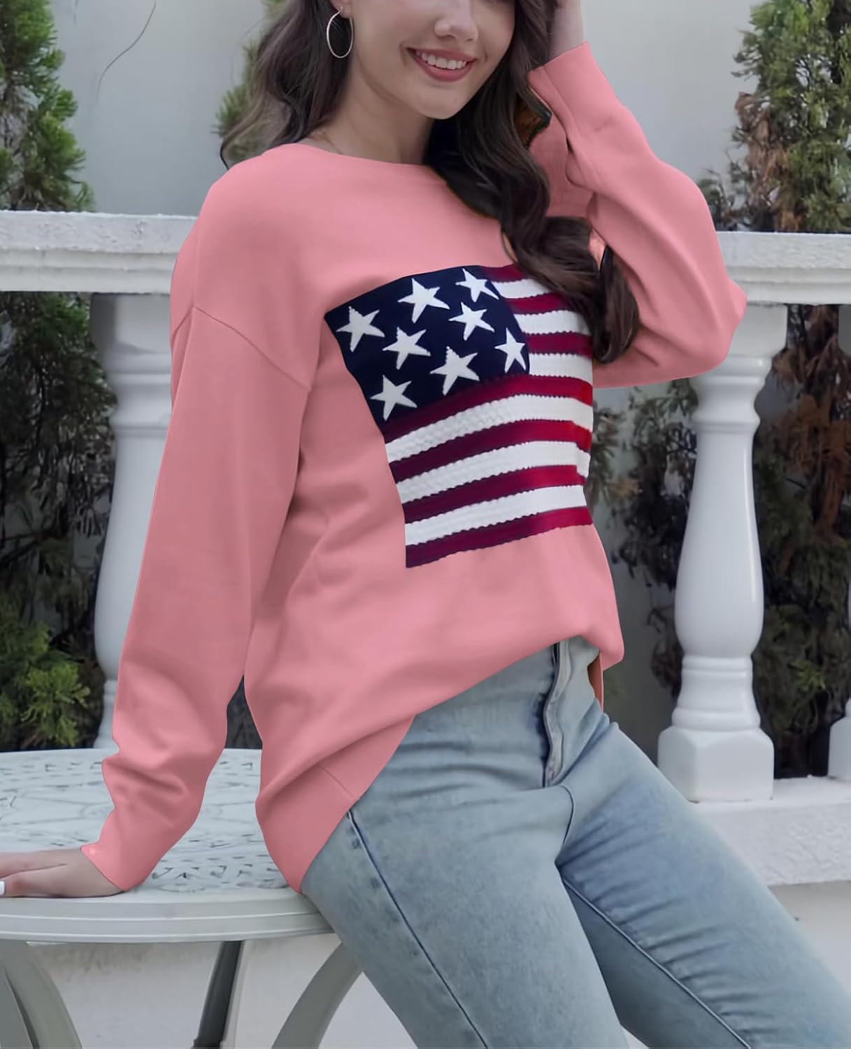 Thumbnail 6 de Dressmine Womens American Flag Sweater knit pullover