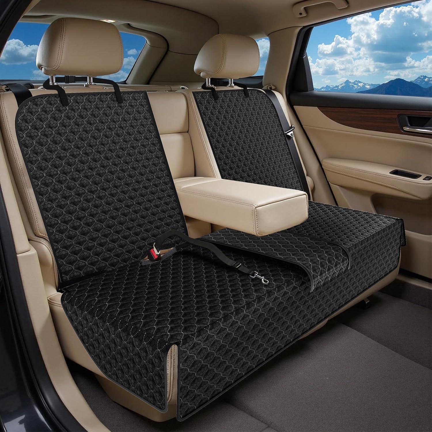 Detalle de UPAWPIA Dog Car Seat Cover: Waterproof & Non-slip Back Seat Protector for Most Cars