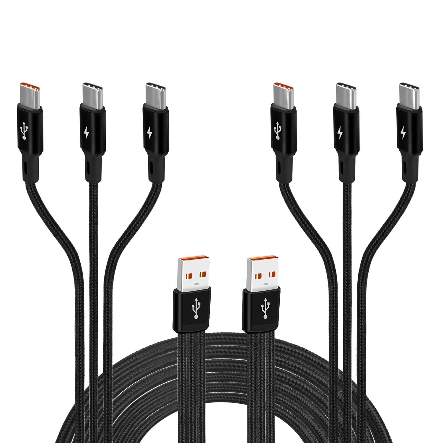 Thumbnail 6 de GELRHONR 2-pack 3-in-1 USB-A to Type-C charging cable (3×1.2m) with braided nylon
