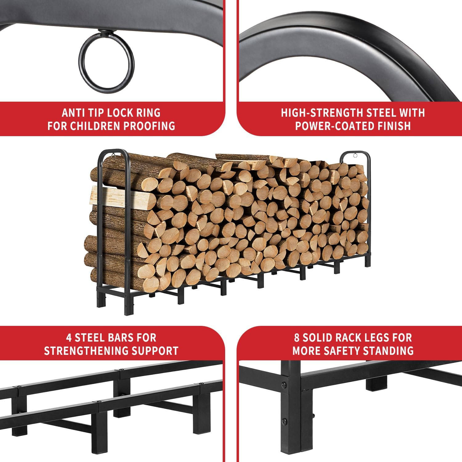 Detalle de Kendane 8FT firewood log rack with cover