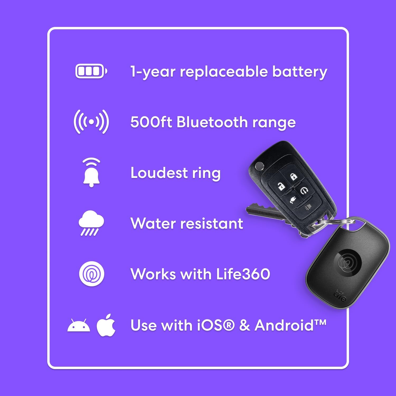 Thumbnail 6 de Tile by Life360 Pro Bluetooth tracker for keys, bags and more (Black) – 1 pack