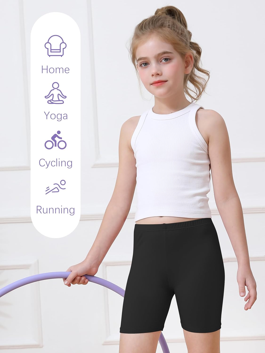Thumbnail 4 de Resinta 6-Pack Girls Bike Shorts Under Dress Dance Cartwheel Shorts (Multicolor)