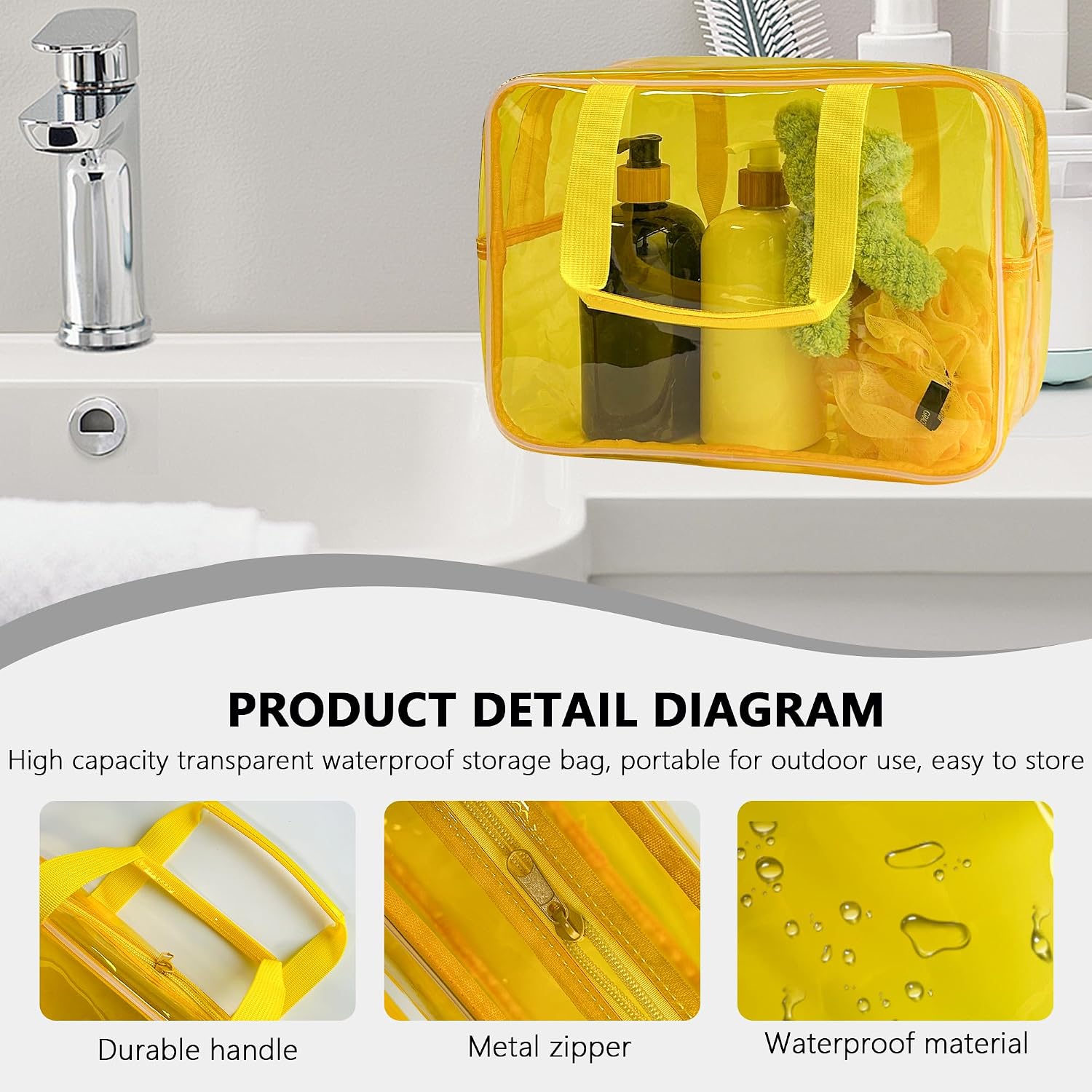 Detalle 1 de TotePrint Transparente wasserdichte Vinyl-Handtasche