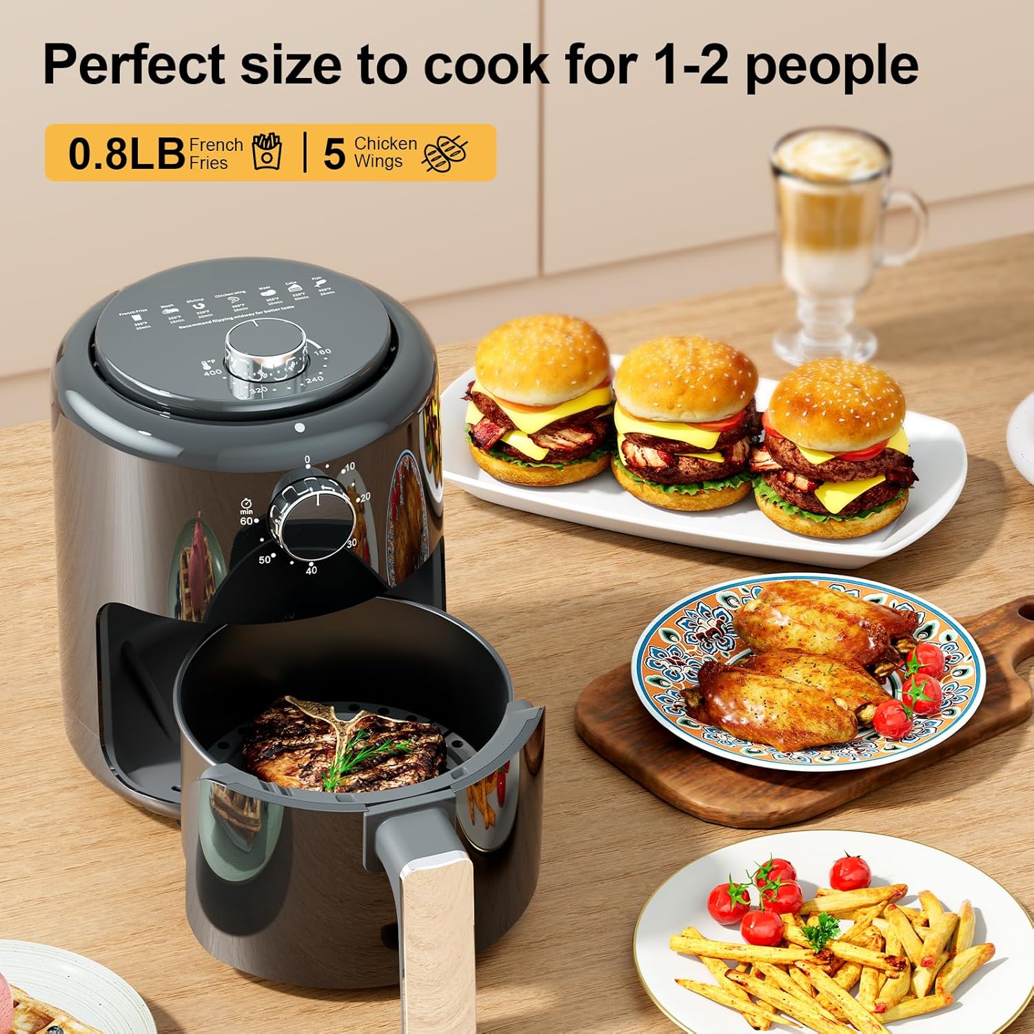Detalle 2 de Compact Air Fryer Small 2QT — 4-in-1 Mini Airfryer for Quick, Crispy Results