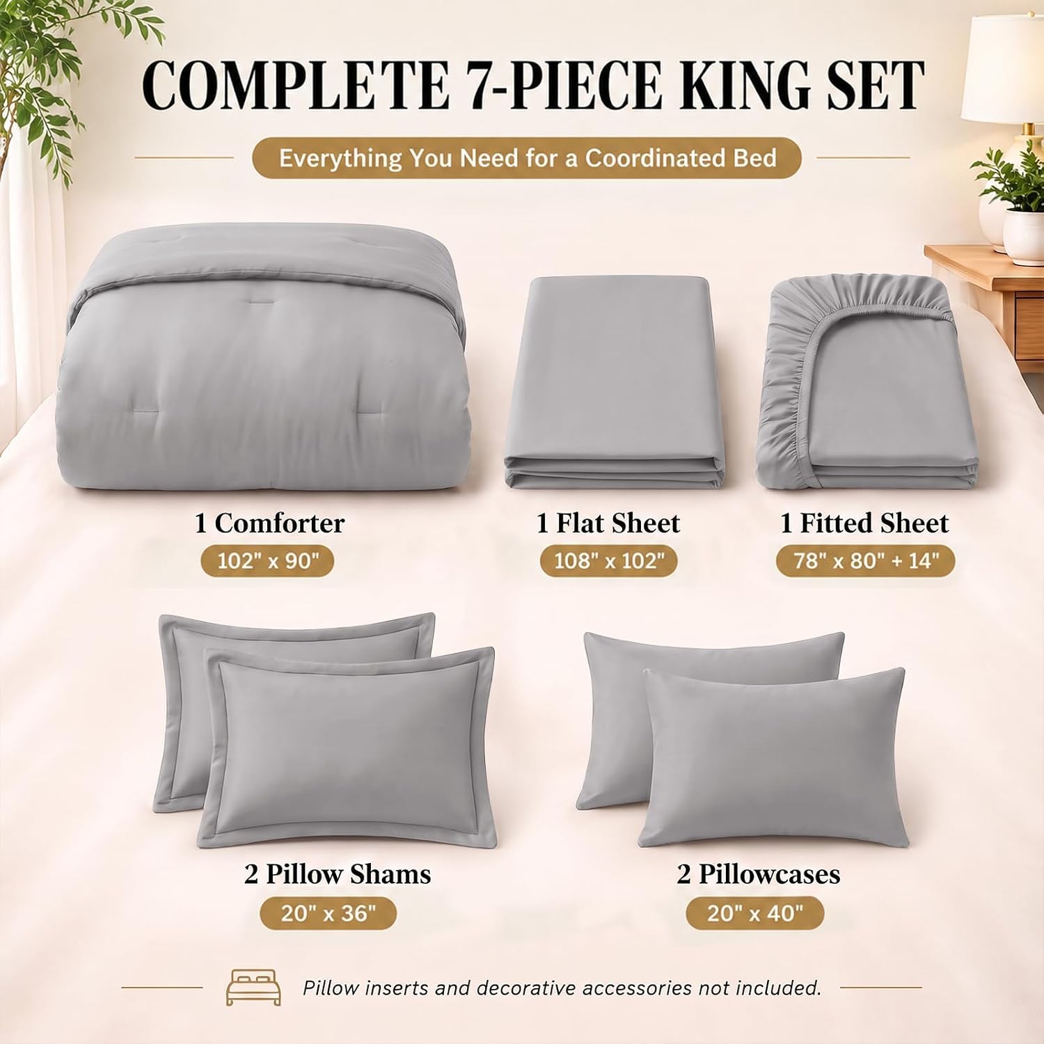Detalle de CozyLux Comforter Set, French Grey