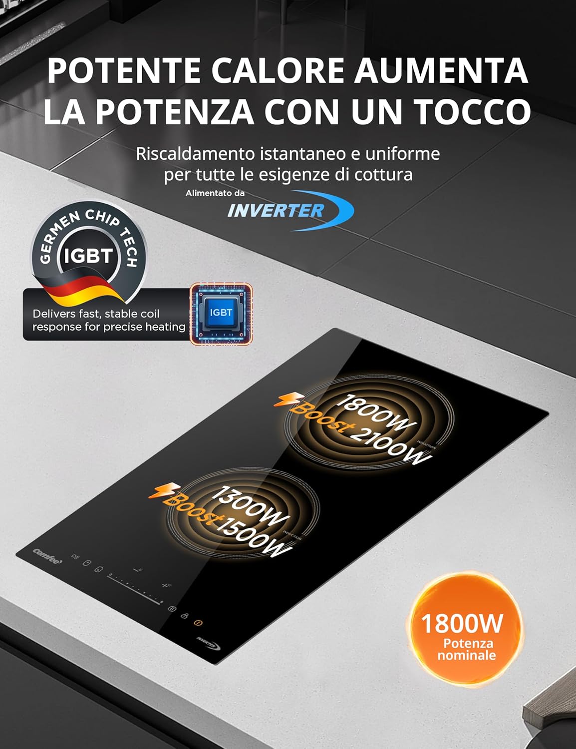Thumbnail 3 de COMFEE' CIH351D257K0 piano cottura a induzione incorporato con 2 zone e Boost