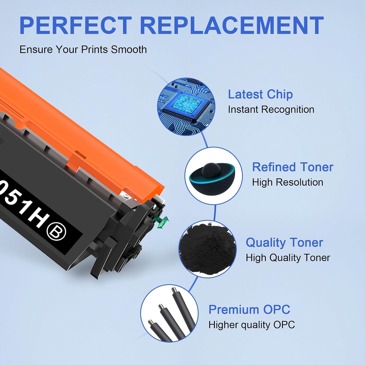 Detalle 2 de Toner Kingdom 051h toner cartridge 2 black, 2-pack compatible black toner