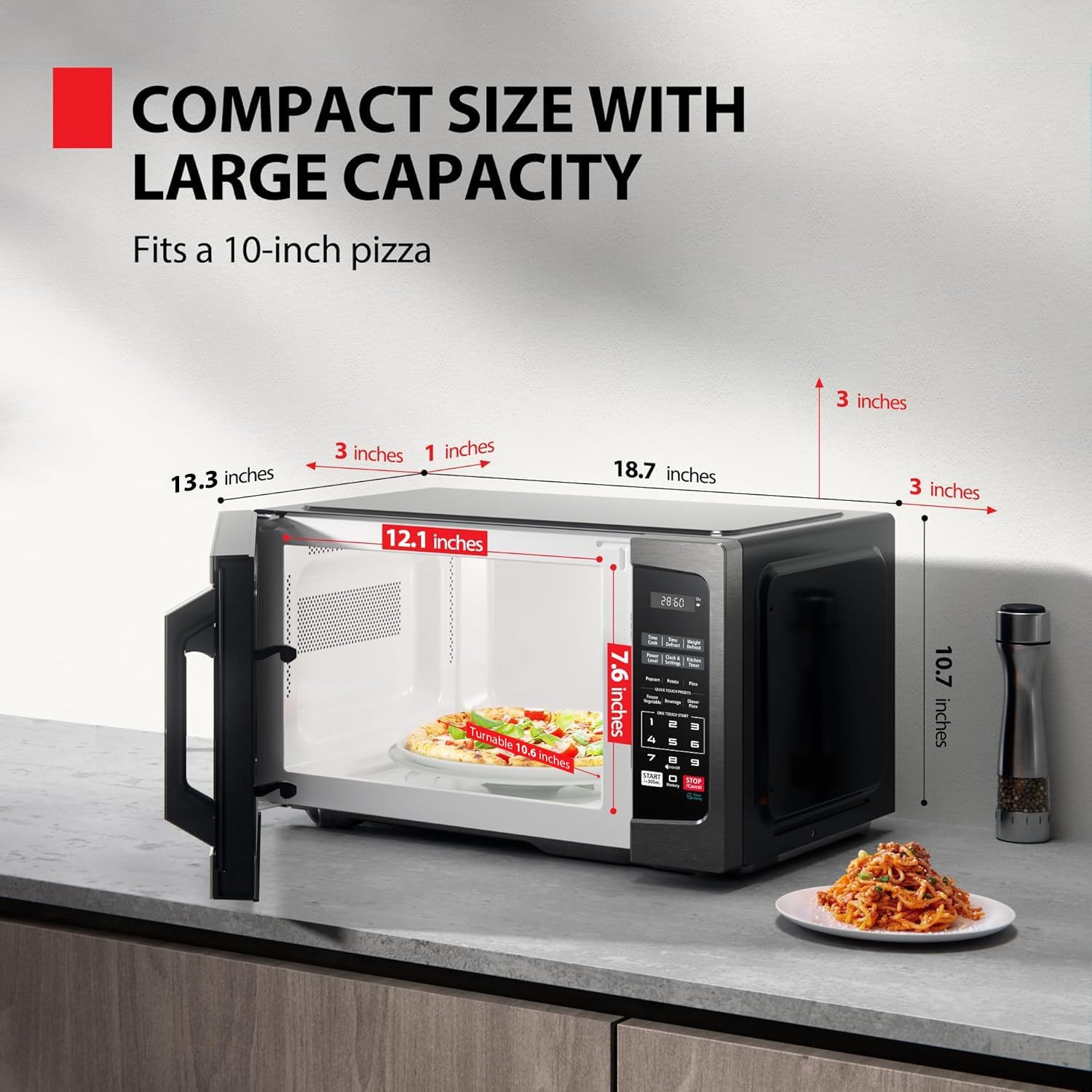 Detalle 2 de TOSHIBA ML-EM09PA Small 0.9 Cu Ft Microwave 900W 🍽