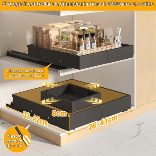 Detalle de Mointal 2 Pezzi Cassetto Telescopico: cassetto estraibile regolabile per cucina e spazi ristretti