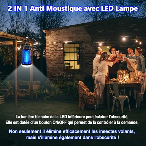 Detalle de Seenlast Lampe Anti Moustique LED 15W – 4200V, IPX4, 140 m² (1,5 m), 2 en 1