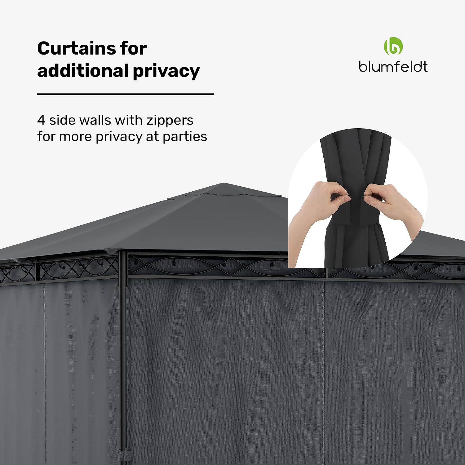 Detalle 2 de blumfeldt Mondo Garden Gazebo, 4 Side Panels and EasyMount Frame