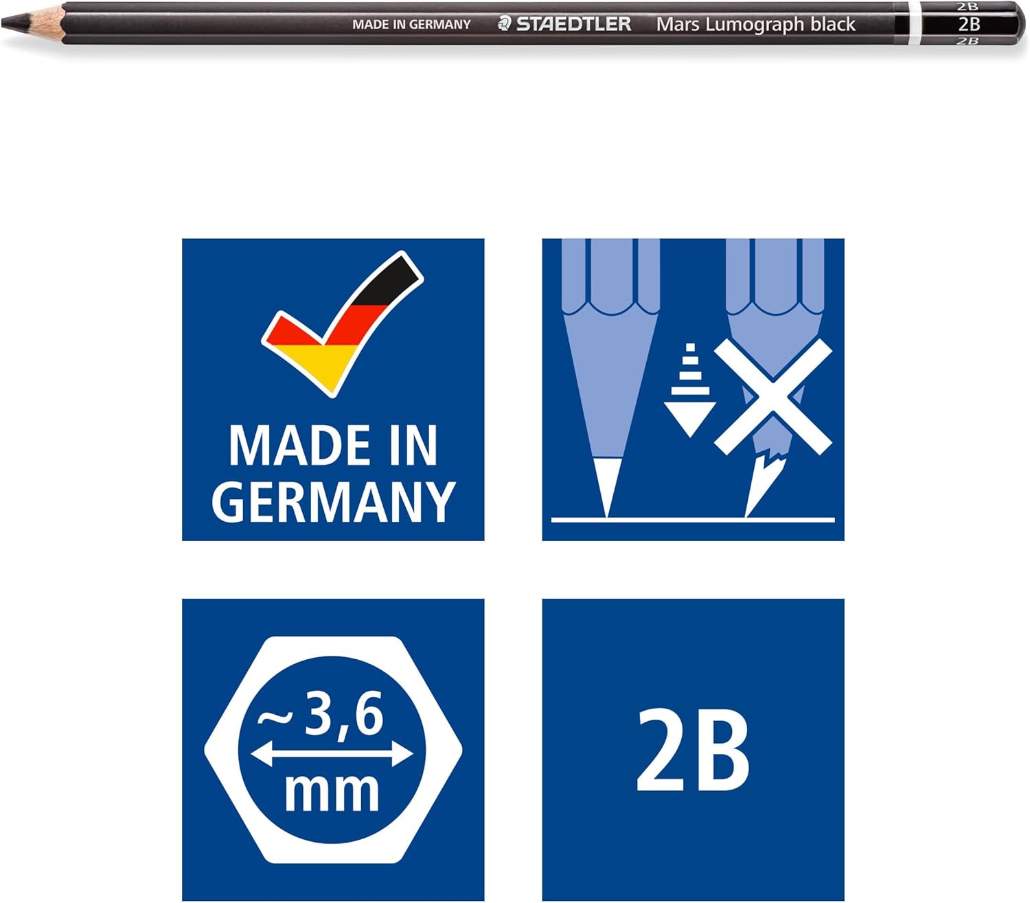 Detalle 1 de STAEDTLER matite Mars Lumograph 2B, 12 pezzi