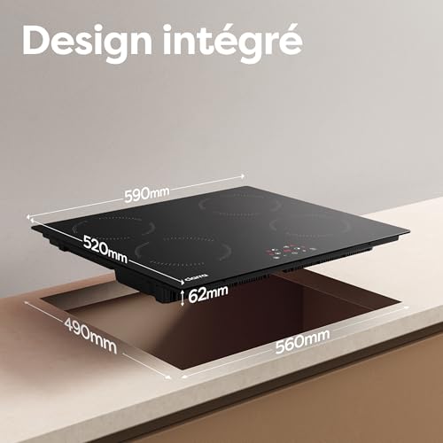 Detalle de CIARRA Plaque à Induction encastrable 60 cm – 4 feux, Puissance limitée 2,8/3,5/6 kW