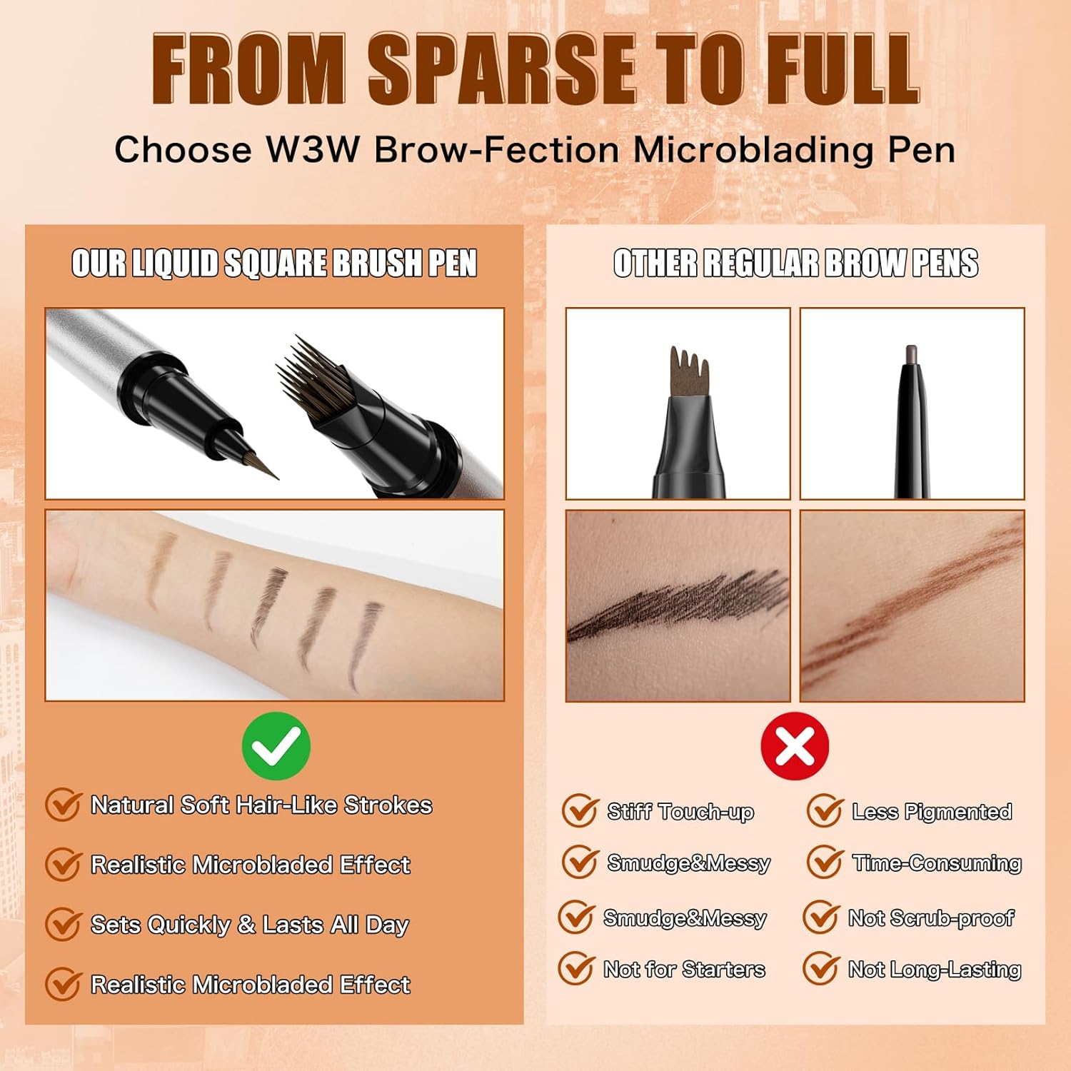 Thumbnail 6 de W3W 4D Augenbrauenstift wasserfest (Augenbrauenstift 2-in-1) – 4D Angled Square + Ultra-Fine, 03 Dark Brown