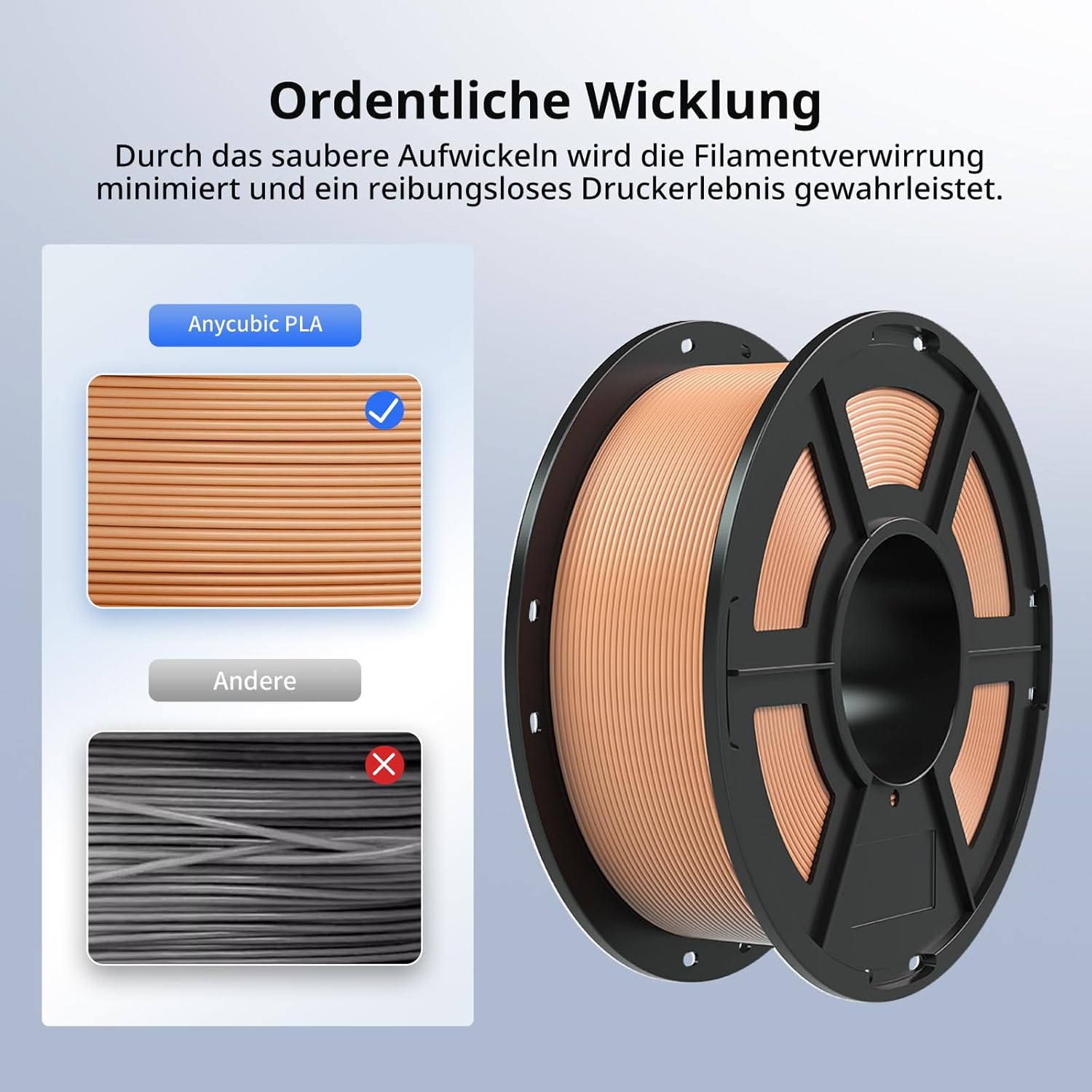 Thumbnail 2 de ANYCUBIC PLA Filament 1,75 mm – Refill inkl. Spool Kit, 4 kg in vier Farben (Pfirsichrosa, Interstellar Lila, Türkisblau, Spring Leaf Grün)