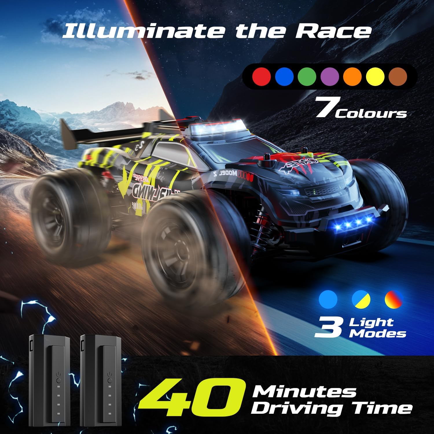 Detalle 2 de DEERC 1:14 brushless RC truck 43MPH
