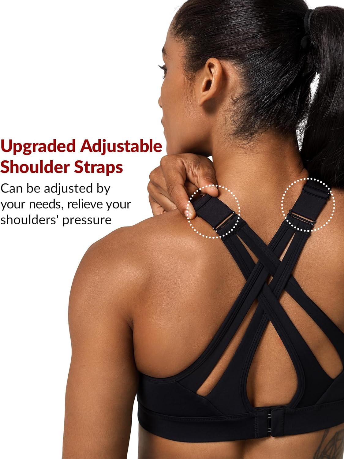 Thumbnail 2 de Yvette High-Impact Adjustable Sports Bra with Criss Cross Back (Full Support, No Bounce)