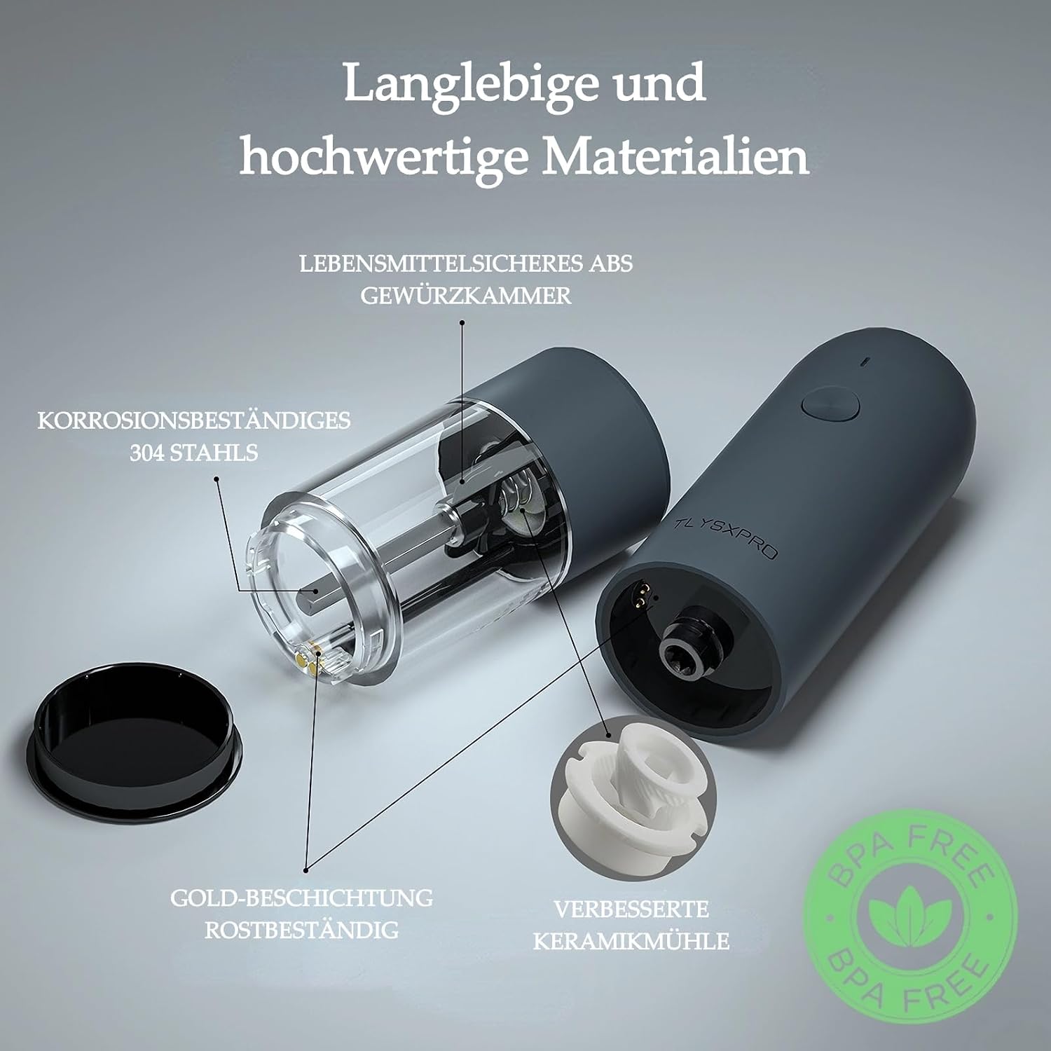 Detalle de Elektrische Salz- und Pfeffermühle 2er Set 46 g