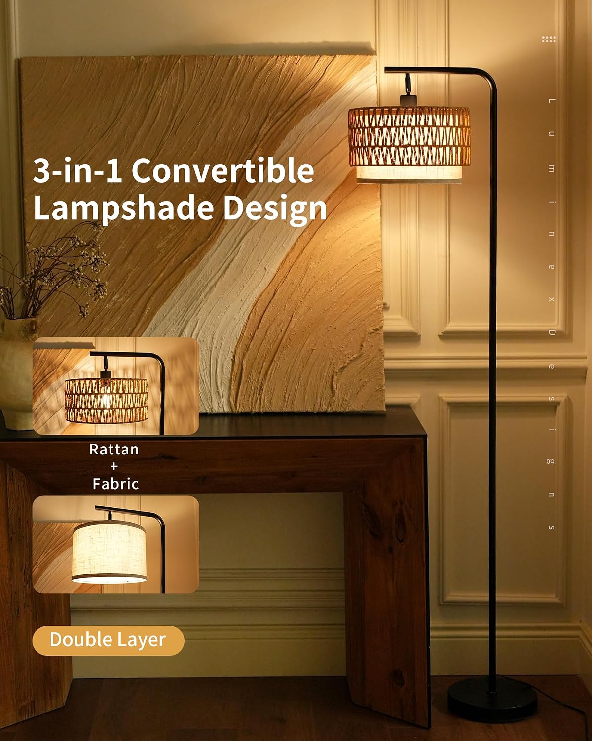 Thumbnail 1 de Lampadaire Rotin Style Bohème 175 cm