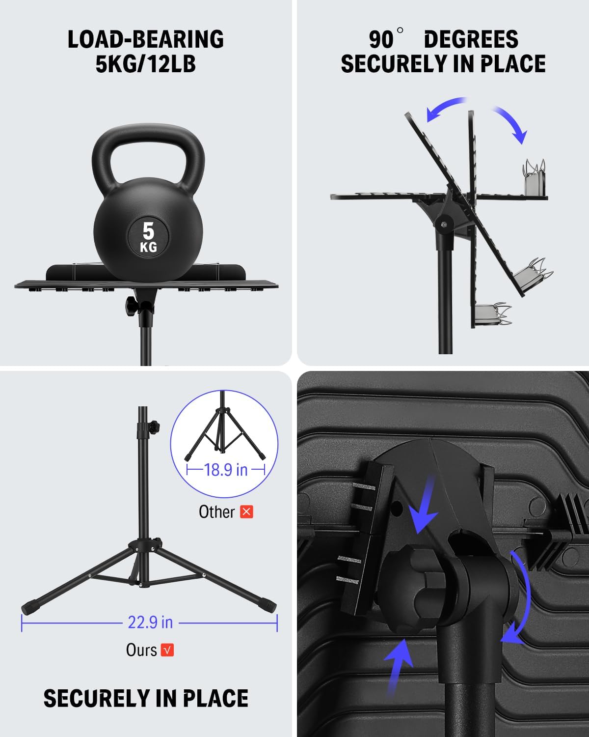 Thumbnail 6 de Donner DMS-1 Sheet Music Stand with USB Light, Carrying Bag, and Tabletop Mode