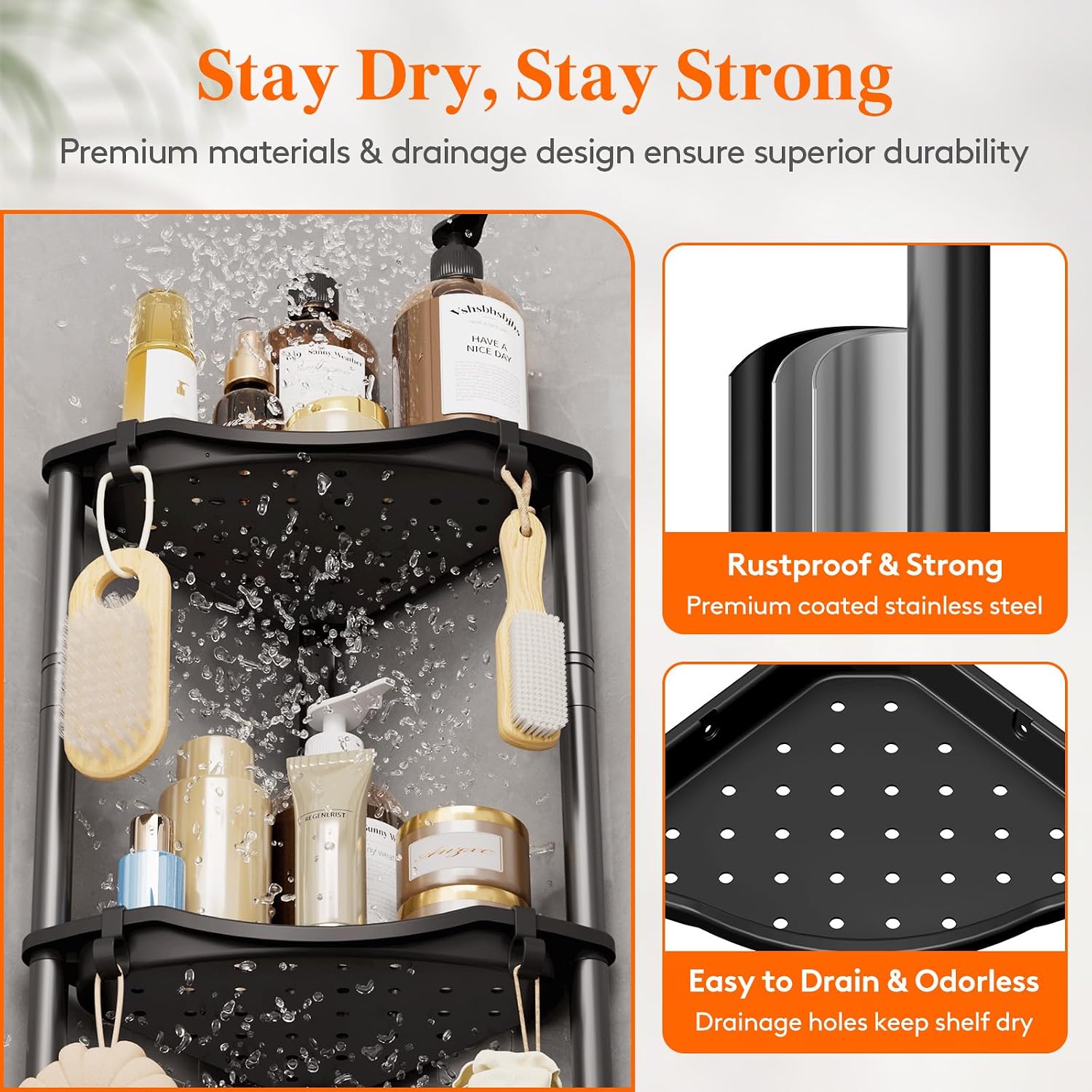 Detalle 2 de Lifewit 24209 Standing Shower Shelf, 4 Adjustable Shelves, Black