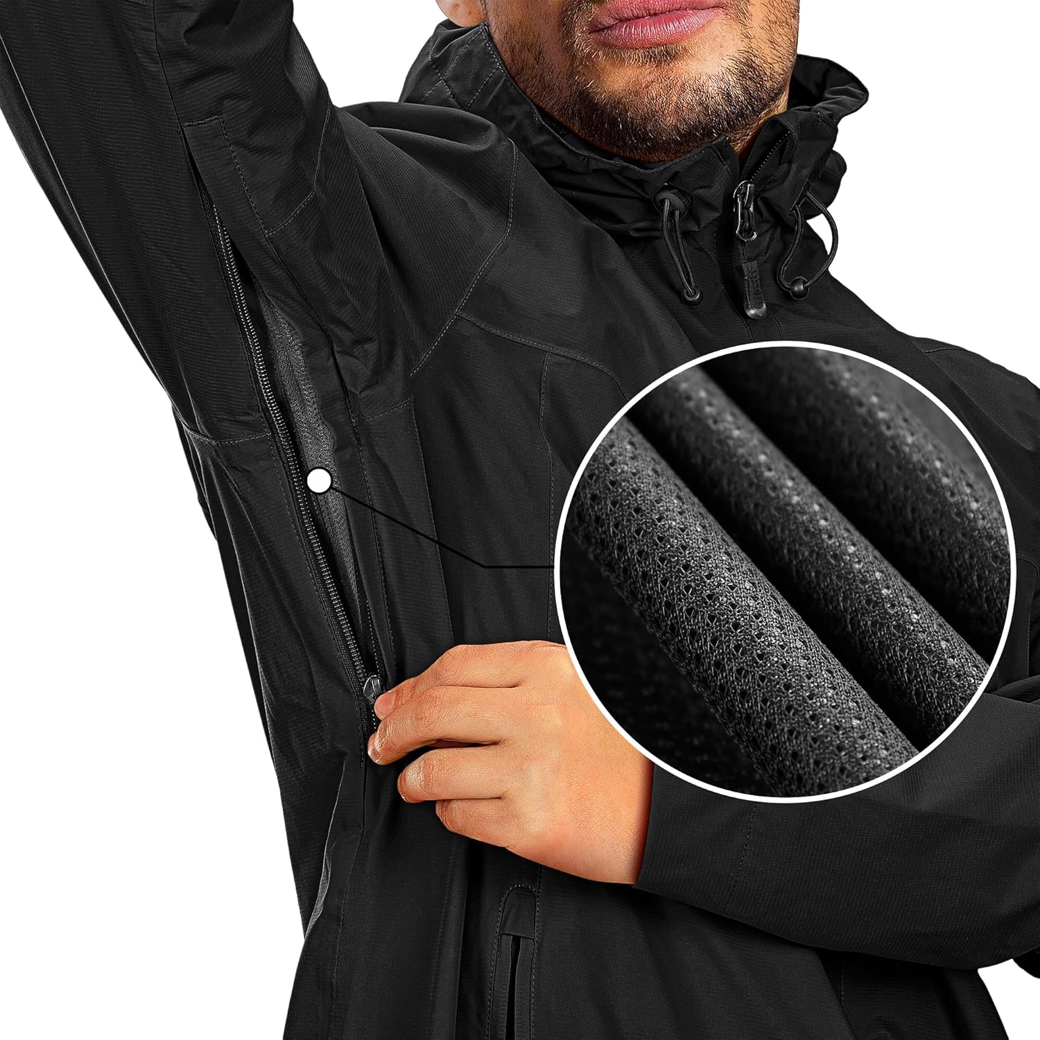 Detalle de 33,000ft Men's Outdoor Waterproof Jacket: Packable Windbreaker for Cycling and Camping