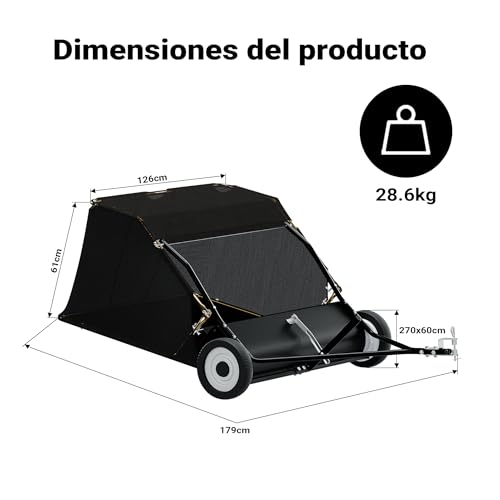 Thumbnail 2 de Wiltec Barredora de césped 105 cm de ancho de barrido con tolva de 365 l para tractor de conducción
