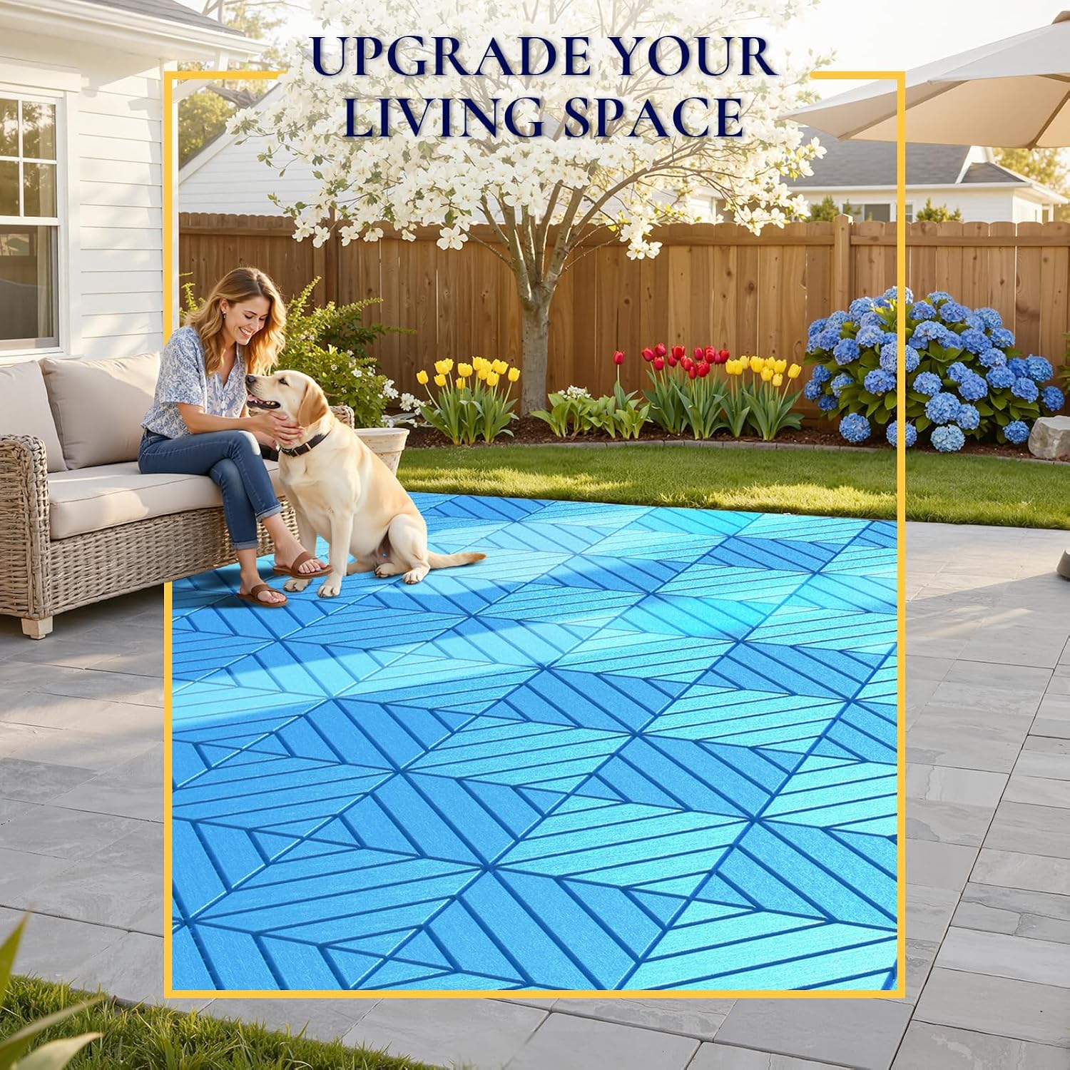 Detalle de SUNALLY CA-SN-9PDTXW-BL Interlocking Deck Tiles, 9-Pack, Blue, 12 × 12 in