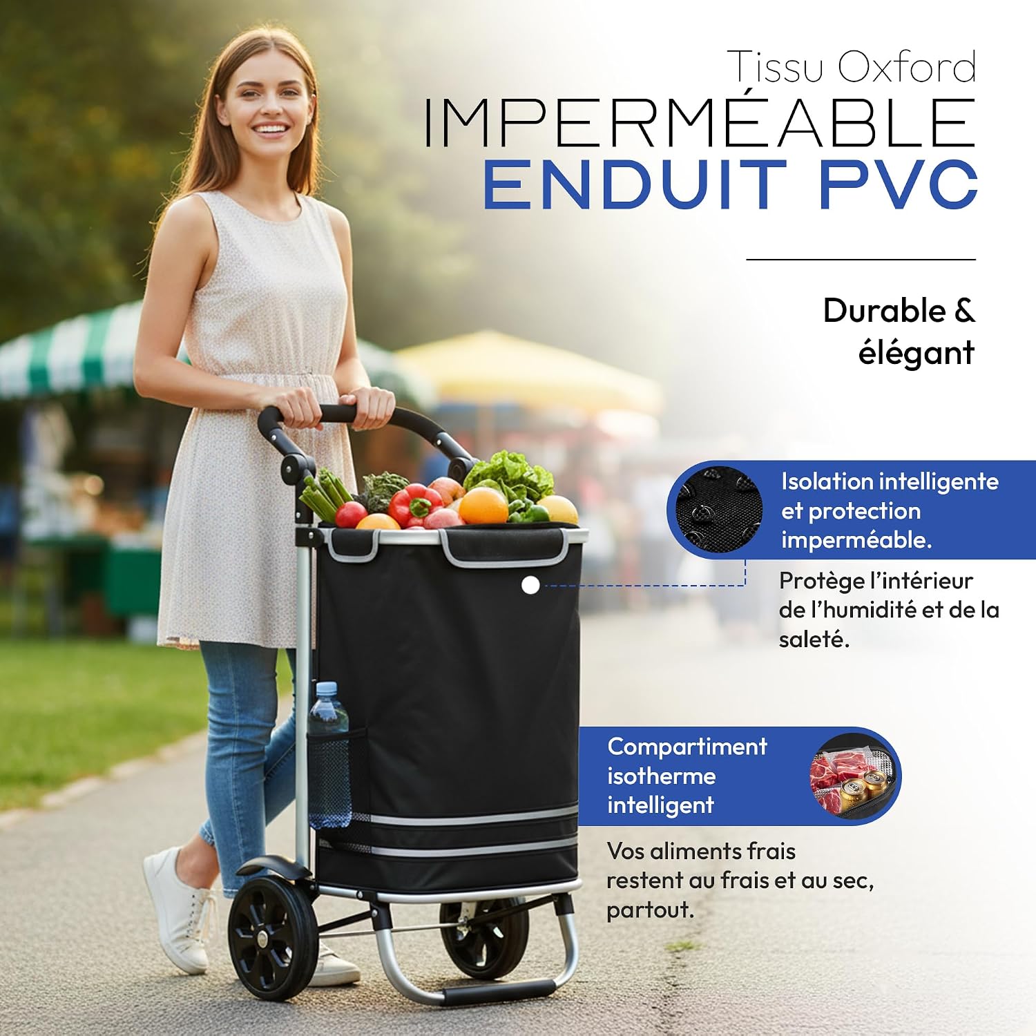 Thumbnail 3 de Dimono 25486165454 opvouwbare boodschappentrolley, 56 liter met koelvak