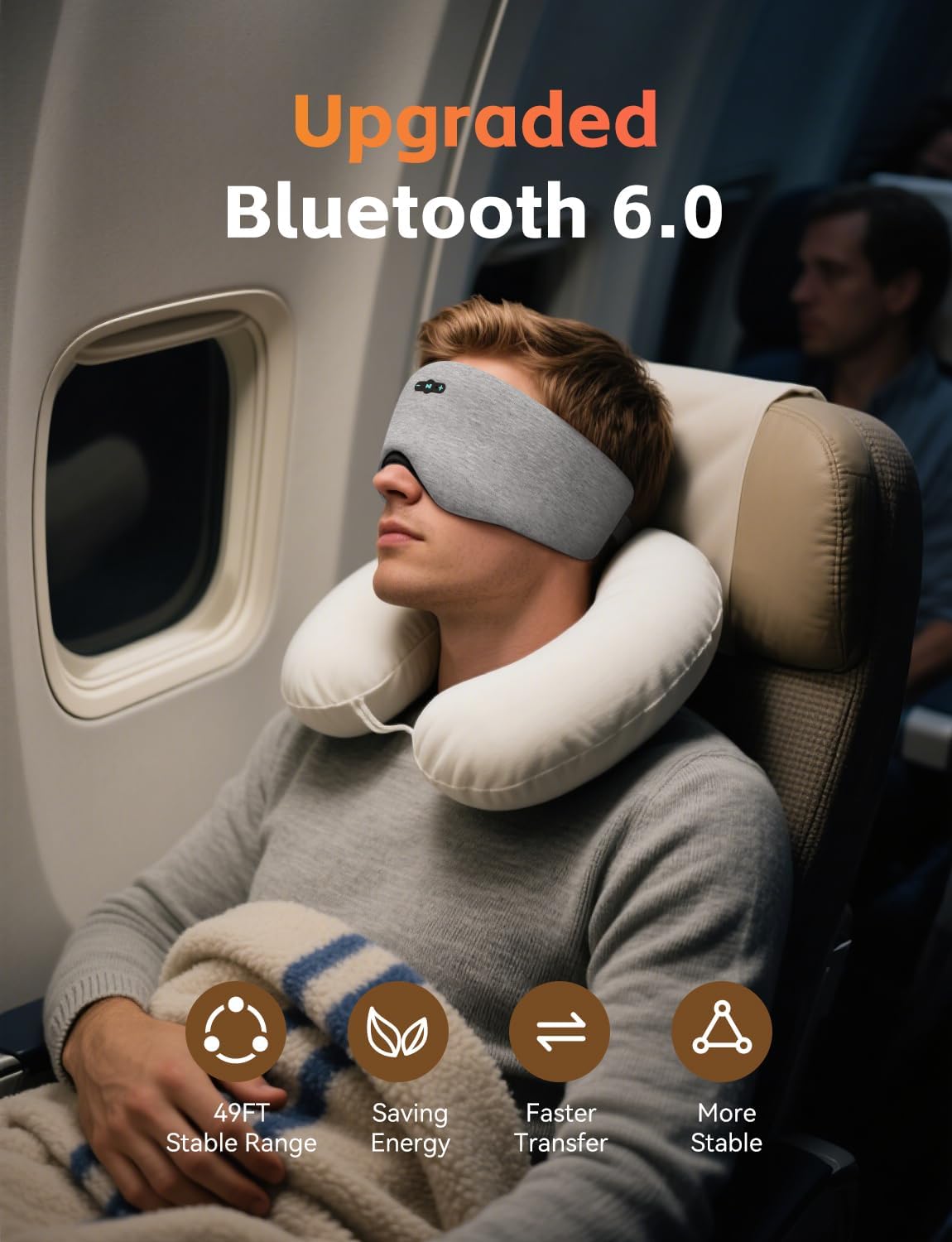 Detalle de Sleep Mask Headphones with Bluetooth 6.0: All‑Night Audio for Side Sleepers