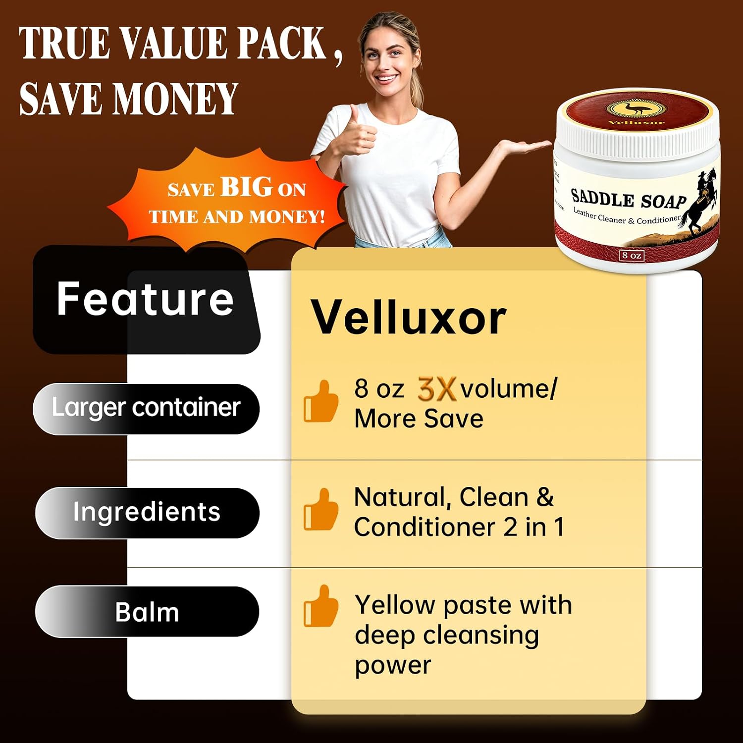 Detalle de Velluxor Leather Saddle Soap 8 oz