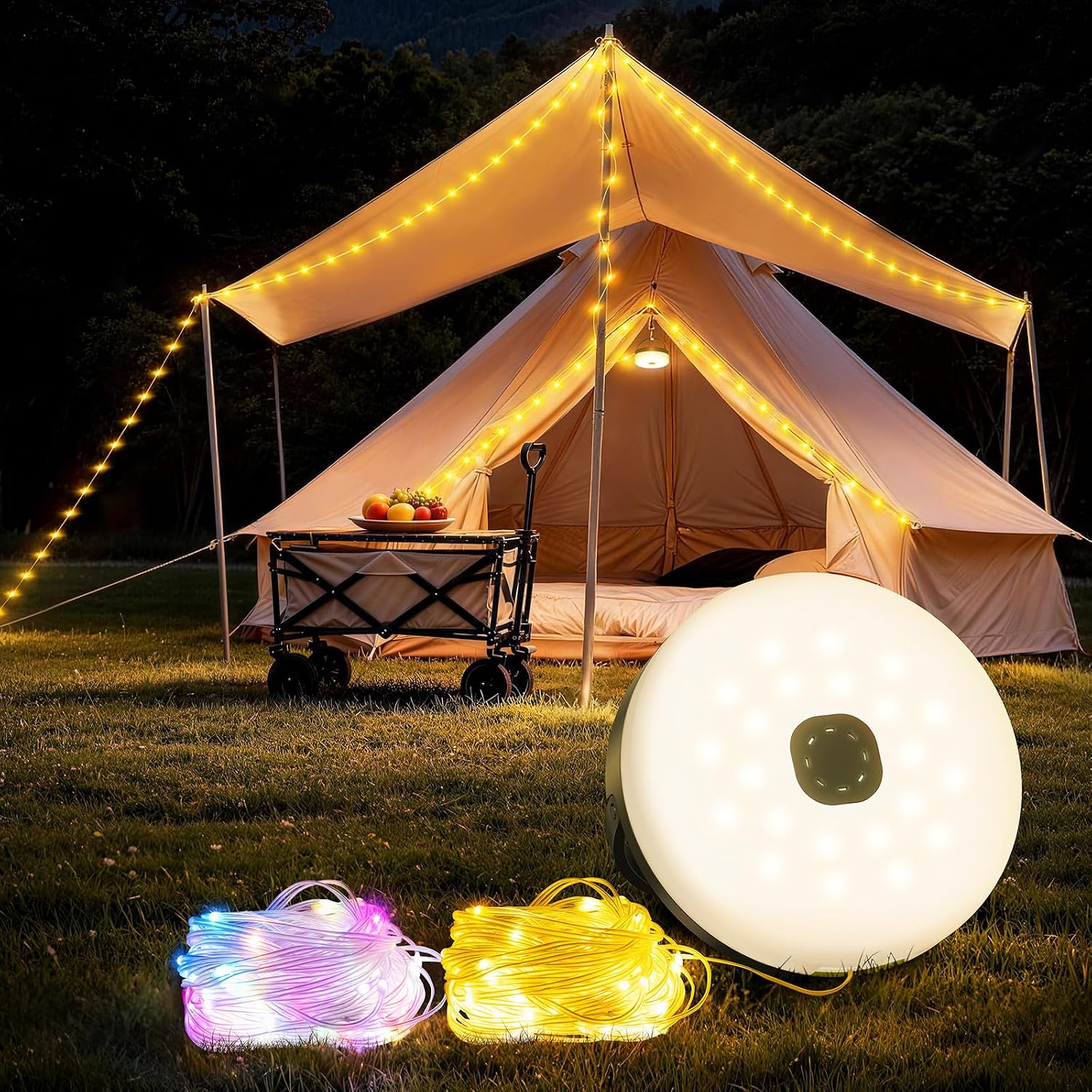 Detalle de Luci Catena Campeggio Retrattili 3 in 1 – 10 m, LED USB, IP65, 13 modalità