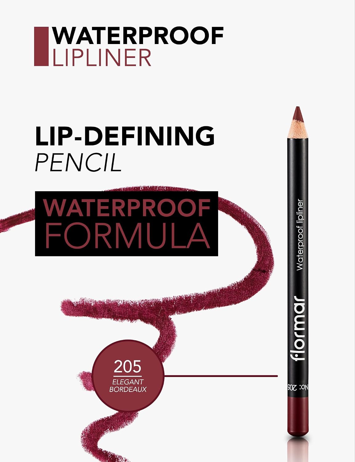 Thumbnail 4 de Flormar Waterproof Lipliner - Crayon à Lèvres Waterproof Nude 205 Elegant Bordeaux