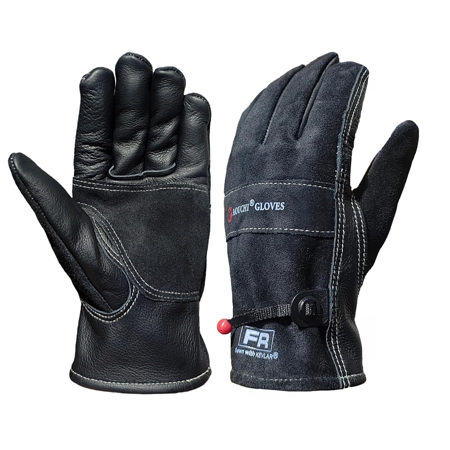 Detalle de AOUCHI cowhide leather gardening gloves (thorn proof, heat resistant) for men – Large