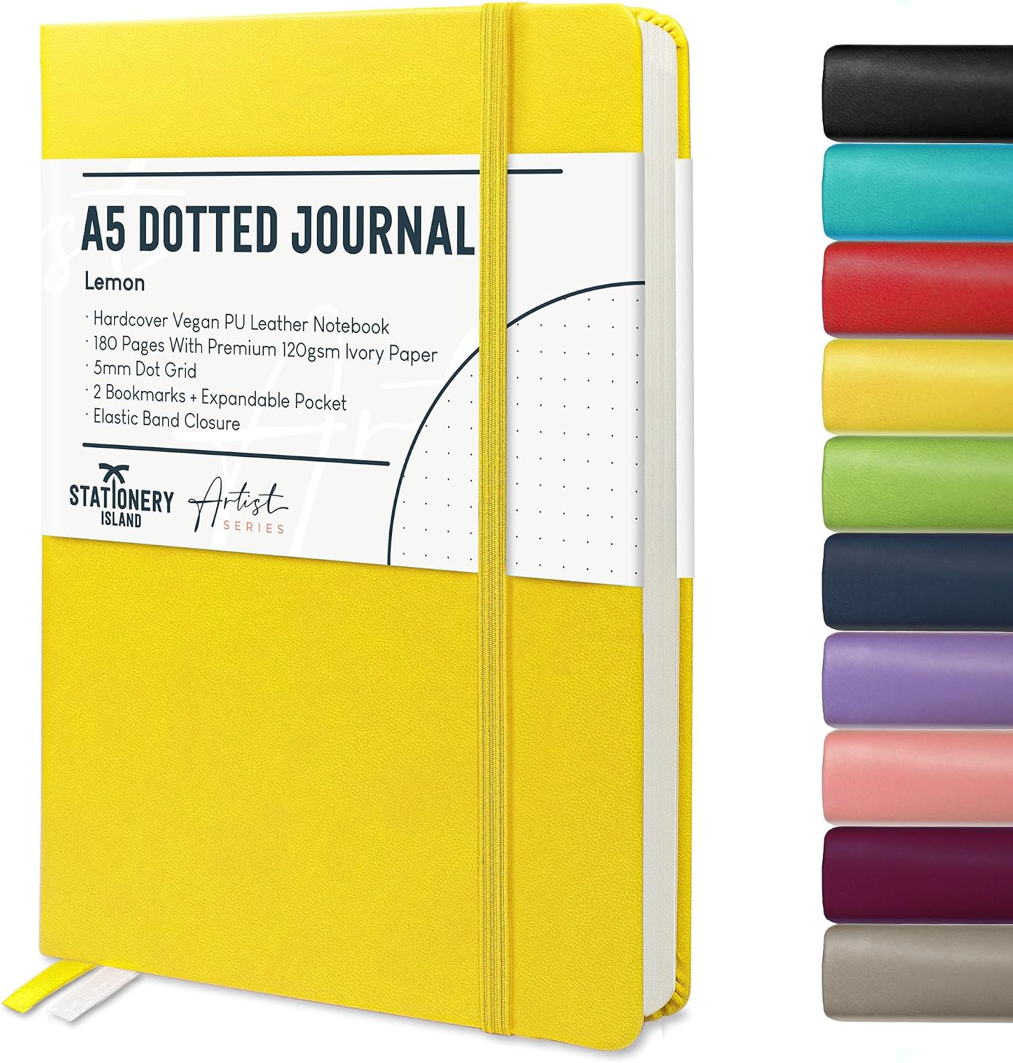 Detalle de STATIONERY ISLAND Bullet Dotted Journal A5 (hardcover, 180 pages)