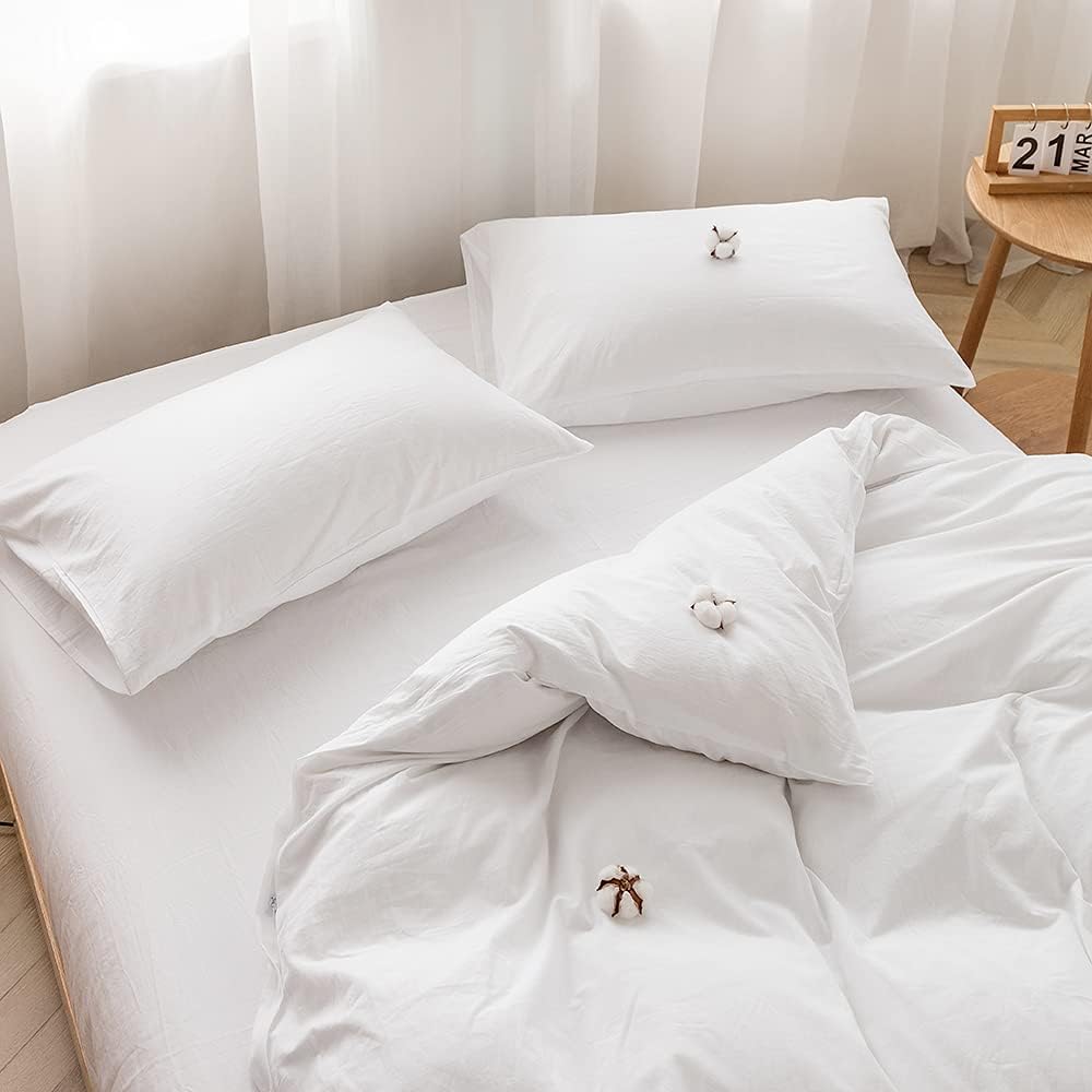 Thumbnail 2 de FACE TWO FACE Bedding King Duvet Cover Set in 100% Washed Cotton (White)