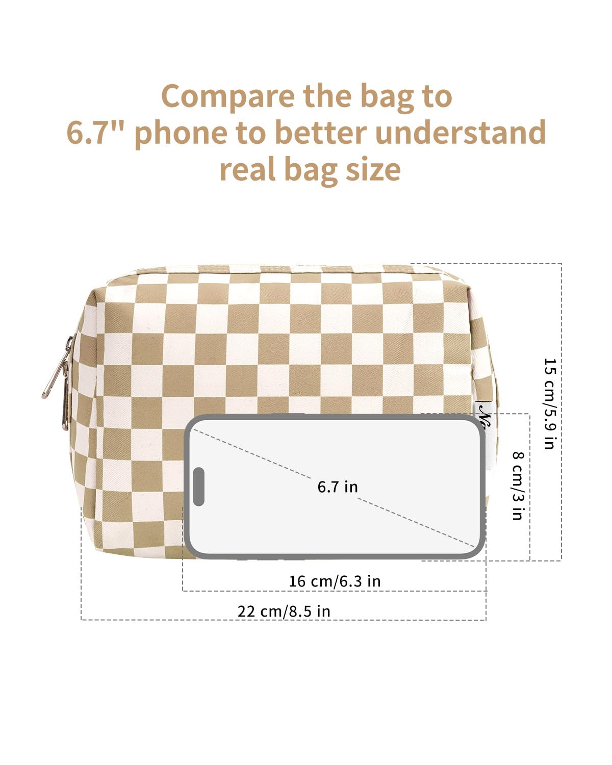 Detalle de Narwey Makeup Bag 8.5 x 5.9 x 3.9 in