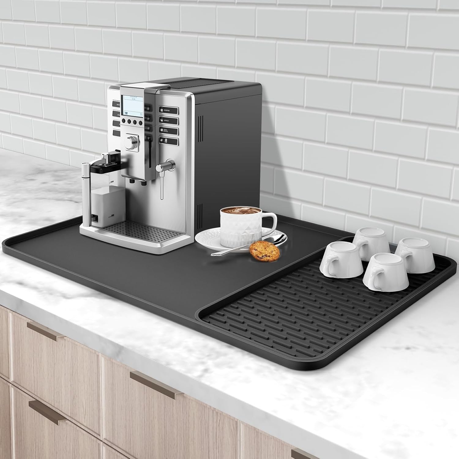 Detalle de Silicone Coffee Mat (24''x16'') with Detachable Dish Drying Mat