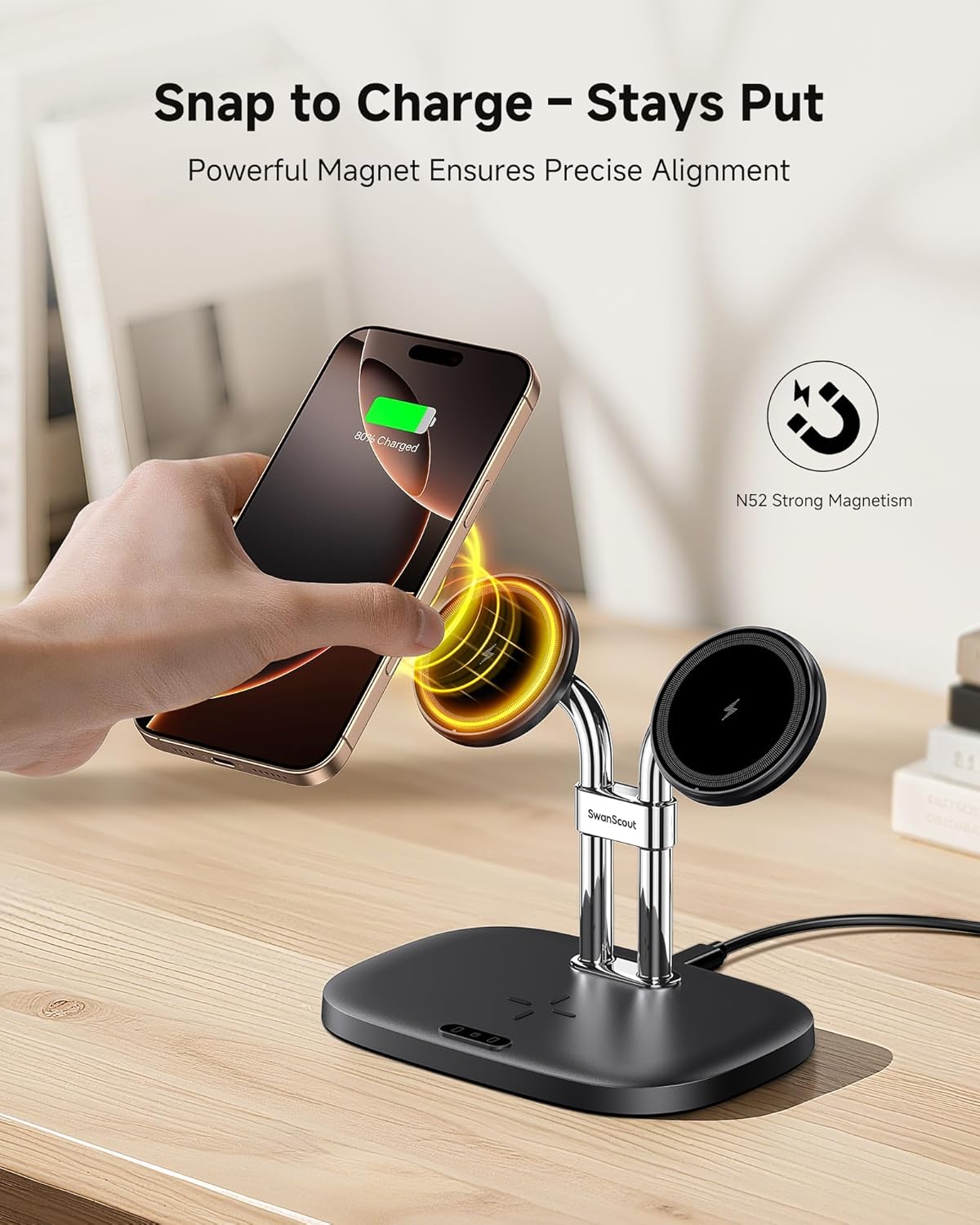 Thumbnail 2 de SwanScout Dual Magnetic Charger 706M for iPhone 12–17 and AirPods Pro family