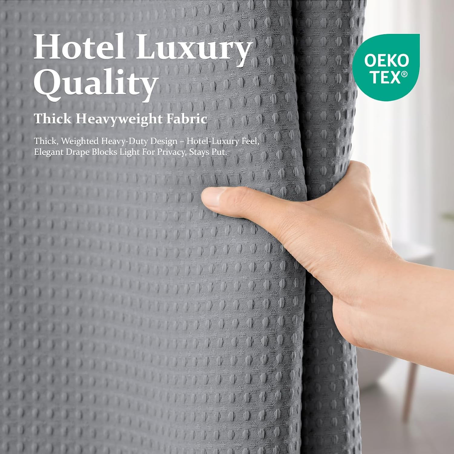 Thumbnail 5 de Dynamene Waffle Shower Curtain, 54 x 72-Inch Gray, 256 GSM Polyester Blend