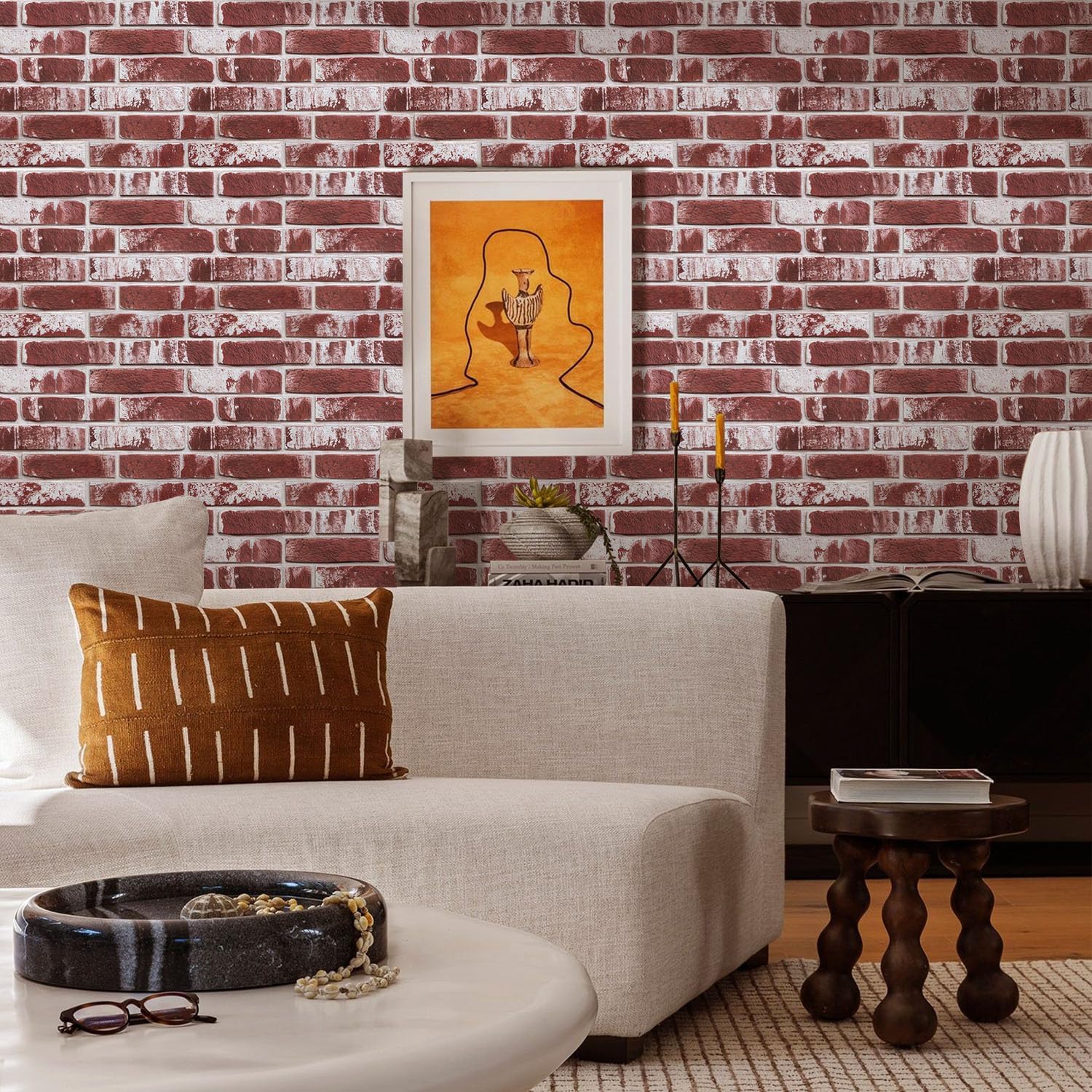 Thumbnail 6 de COMSTICKC C305 3D-wandpanelen in oude rode baksteen, zelfklevend pvc