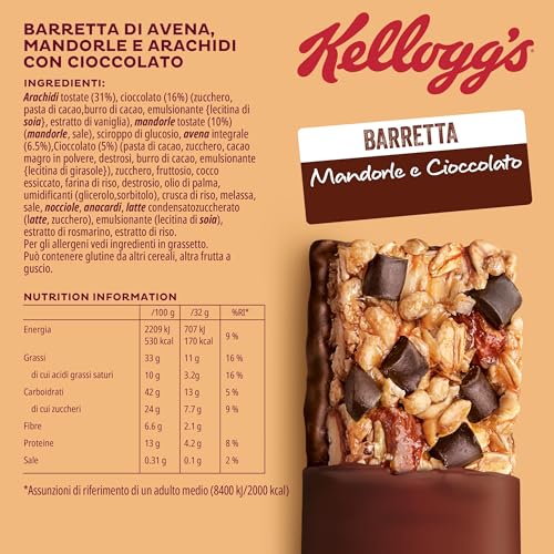 Detalle 2 de Kellogg's Barrette Mandorle e Cioccolato Display 16x32g