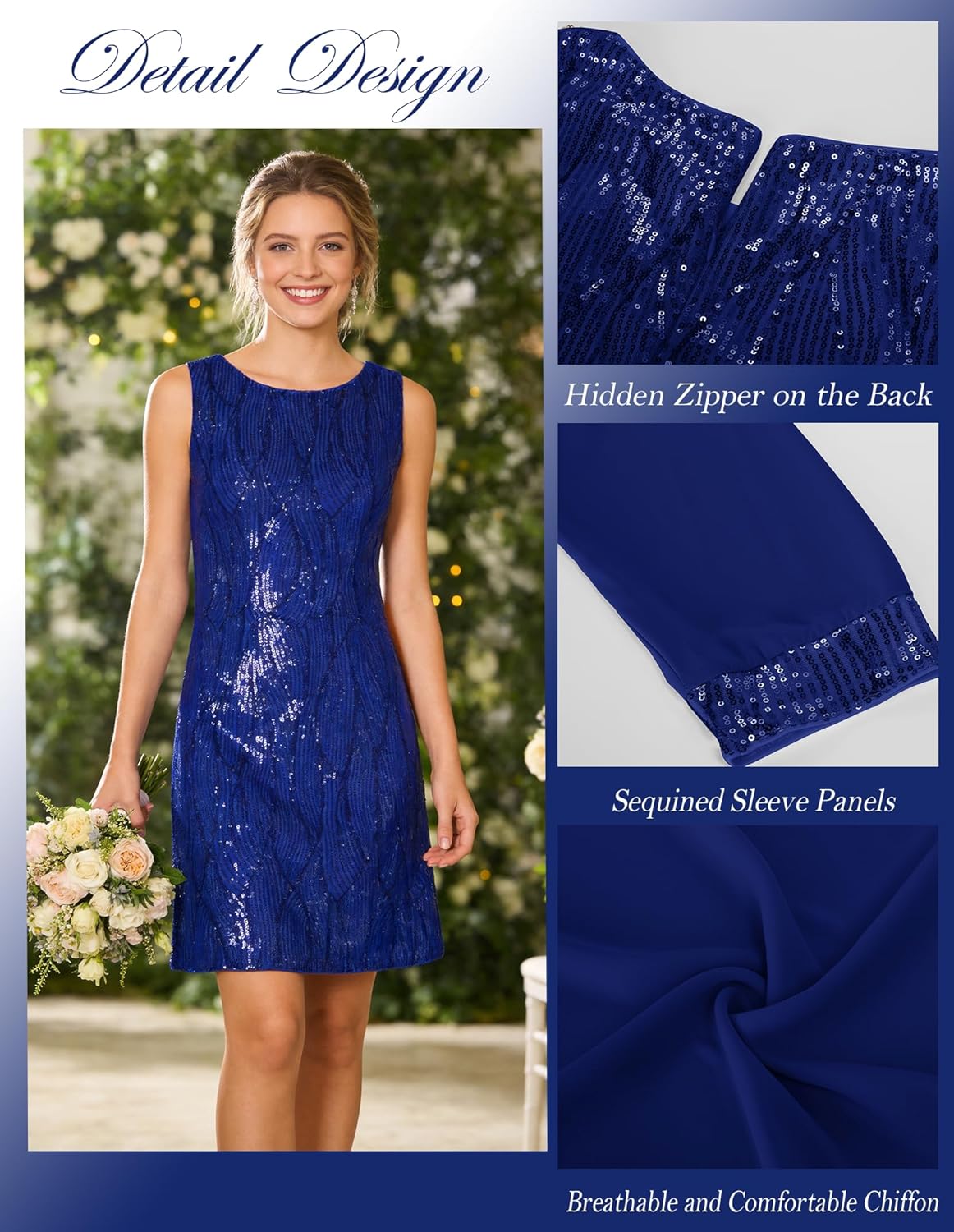 Detalle de GRACE KARIN Women's Sequin Two-Piece Jacket Dress — Knee-Length Formal Outfit