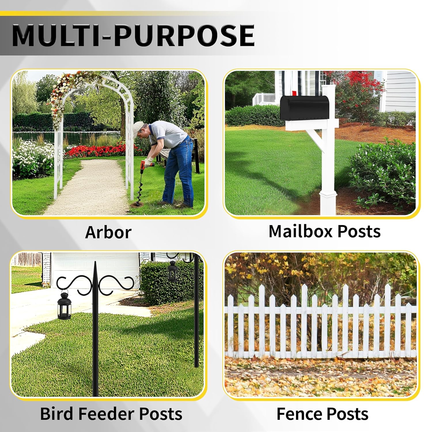 Thumbnail 4 de 8x60cm Garden Planting Auger for Cordless Drill with 3/8" Hex Drive (Black) – Heavy Duty, Deep-Reach