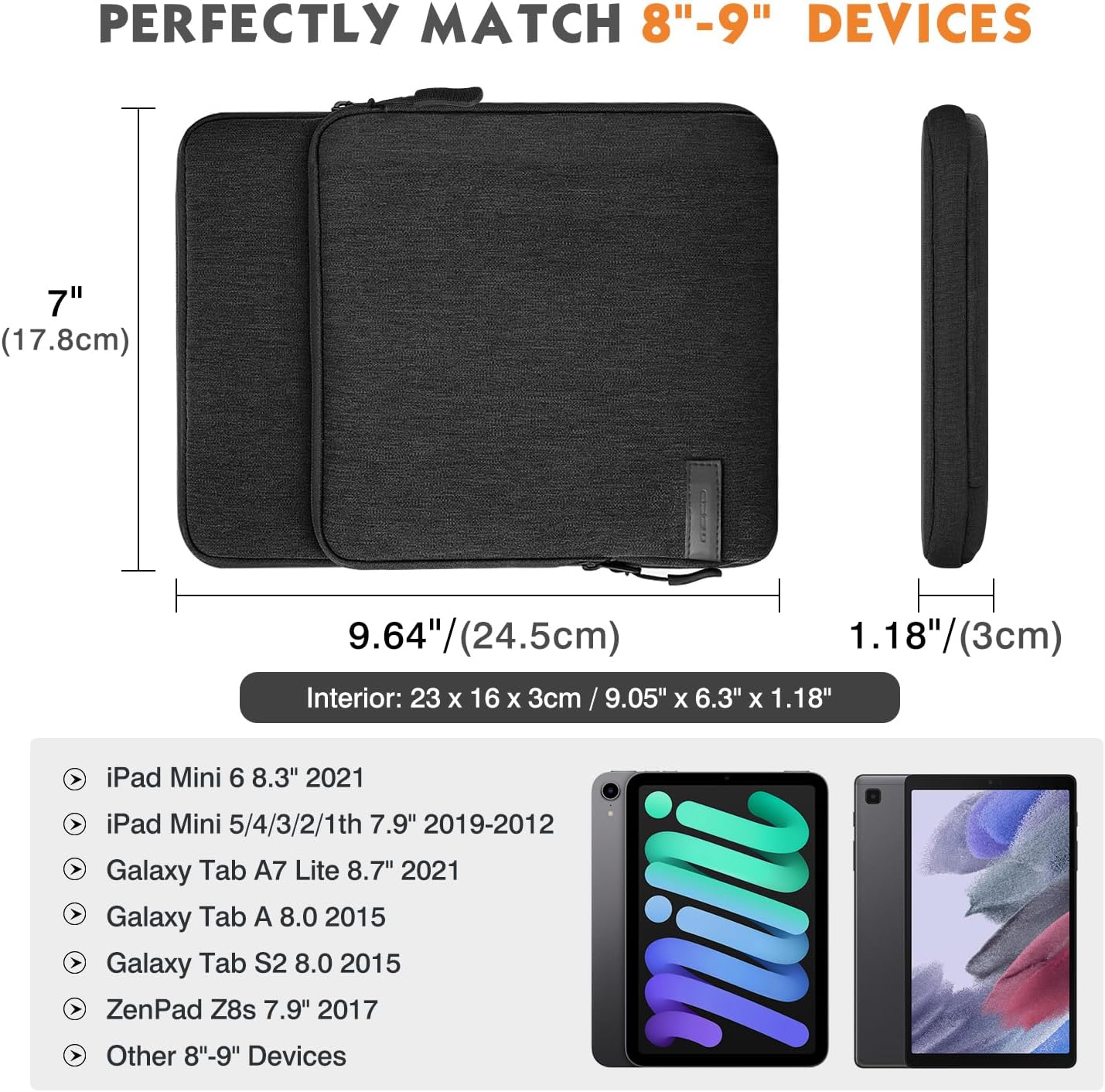 Thumbnail 1 de MoKo Tablet Tasche Hülle für 8–9 Zoll – passend u. a. für iPad mini 6/5 und Galaxy Tab A7 Lite 8.7