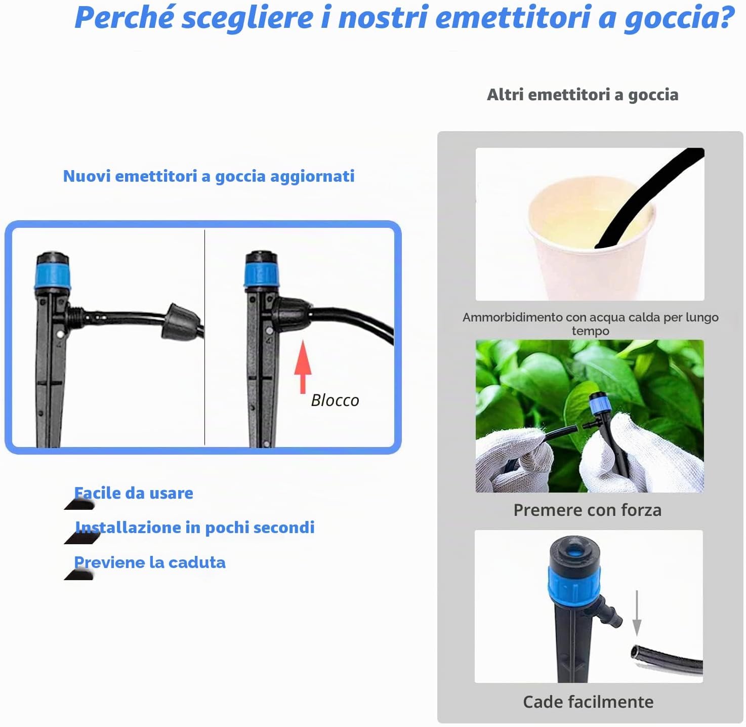 Detalle 2 de Emettitori per irrigazione a goccia da 100 pezzi con picchetto e spruzzatore a ventola regolabile 360° per tubo da 1/4