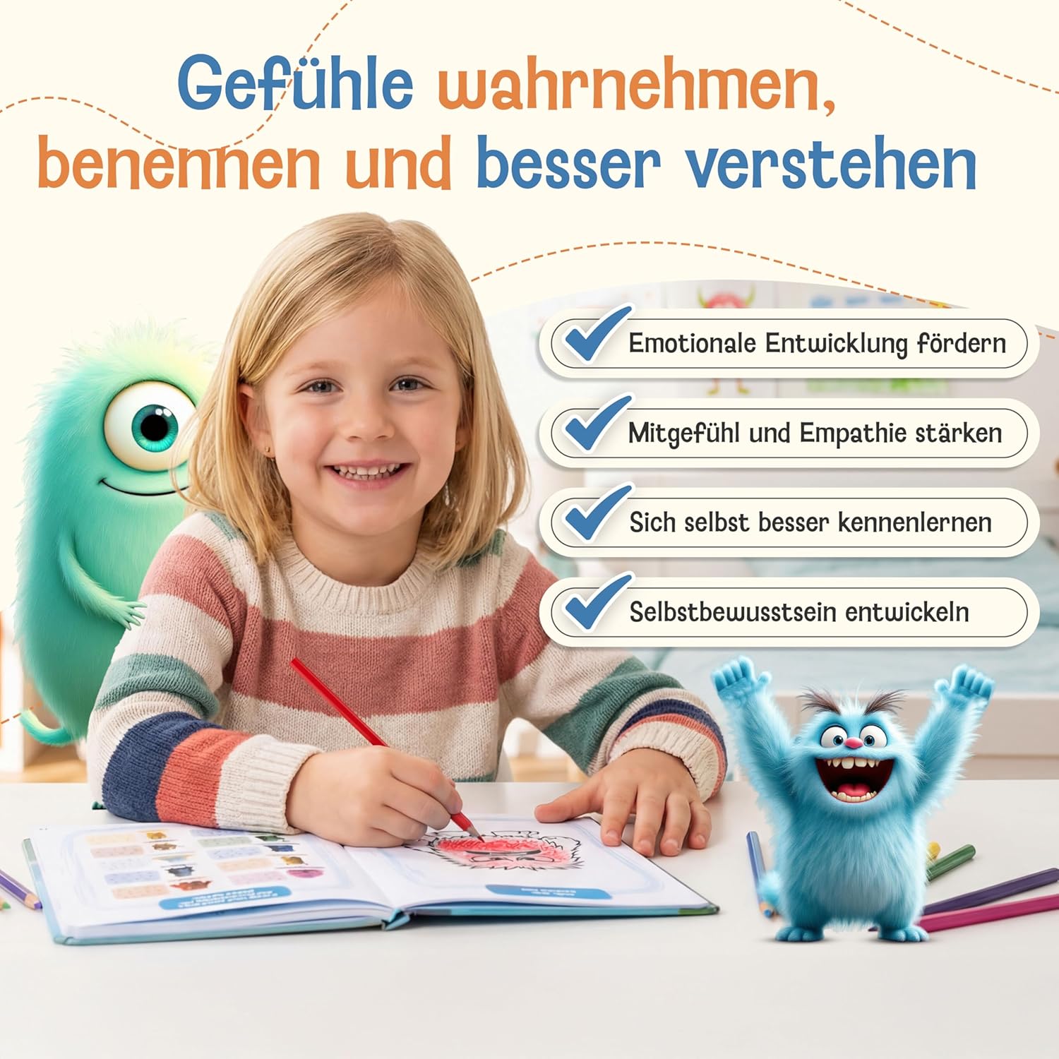 Thumbnail 5 de LIKARTO Gefühlstagebuch für Kinder (6–12 Jahre), 112 Tage – Emotions-Tagebuch zur Achtsamkeit, blau