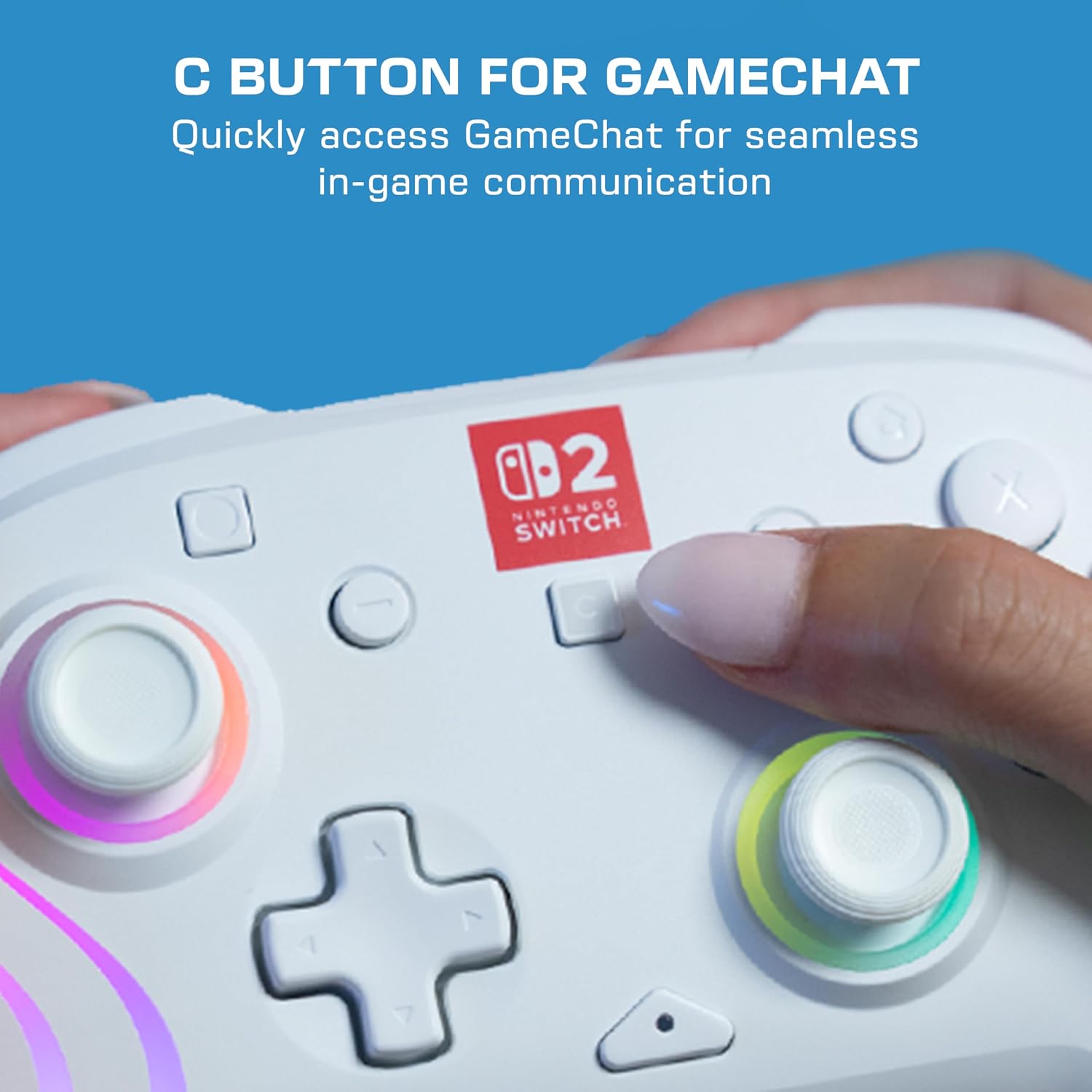 Detalle de Turtle Beach Afterglow Wave Kabelloser Gaming-Controller (weiß) offiziell lizenziert für Nintendo Switch 2