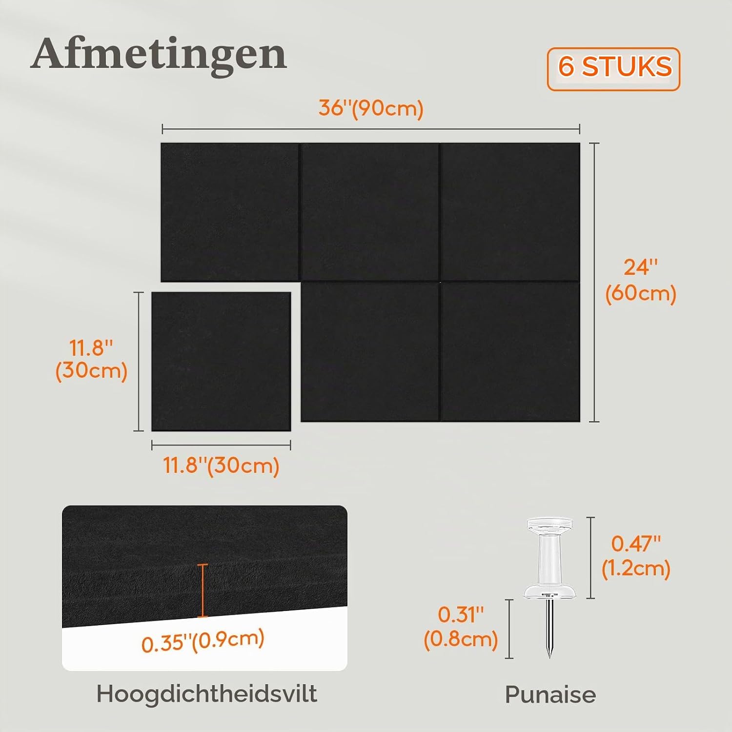 Detalle de Lifewit 25131 vilten prikbord 90 x 60 cm, zelfklevend, diepzwart
